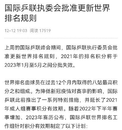 乒乓球积分世界排名规则，机制、影响与未来展望